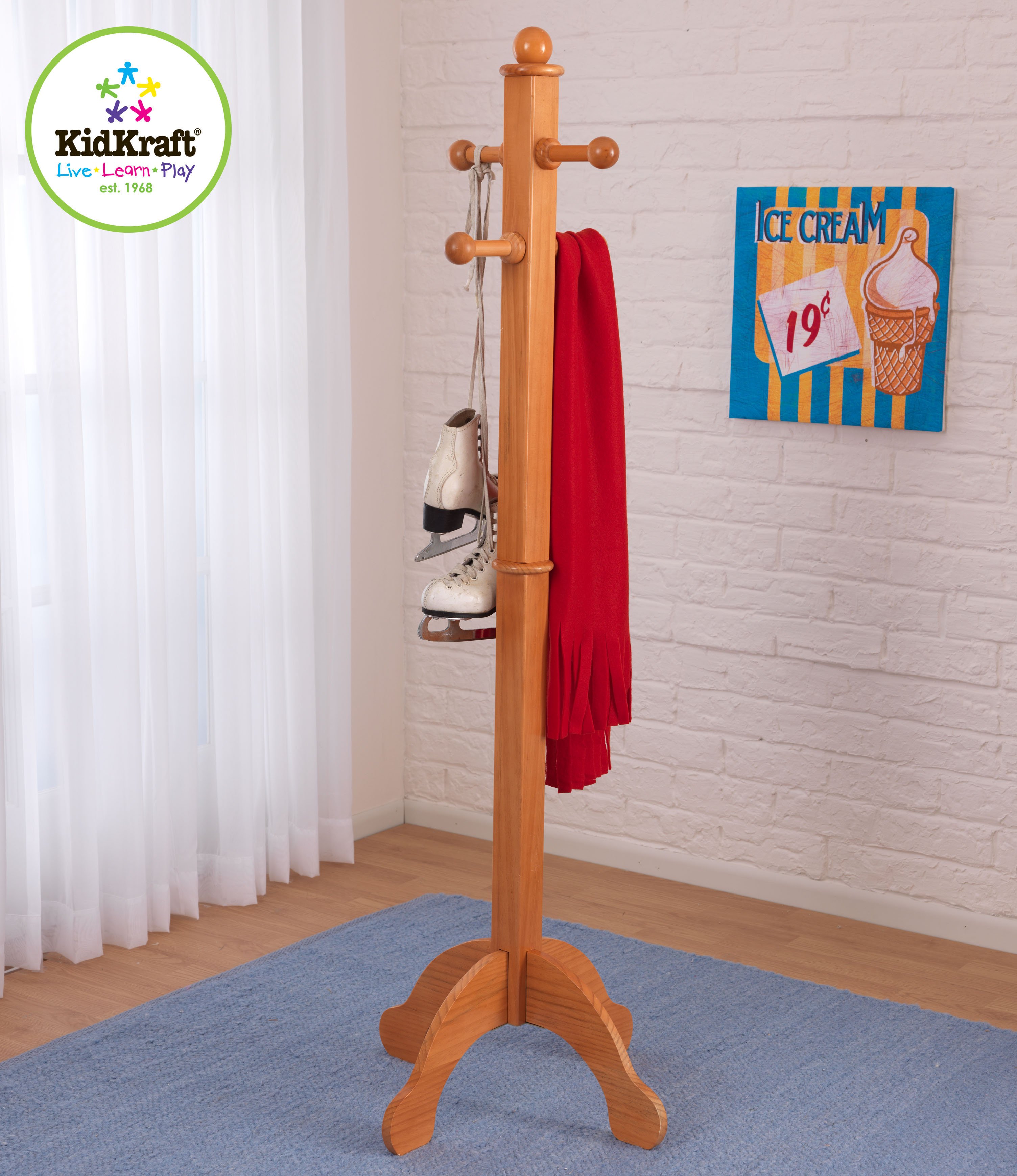 Dlxe Clothes Pole w/ Pegs - Honey
