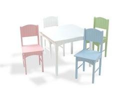 Nantucket White Table & 4 Pastel Chairs