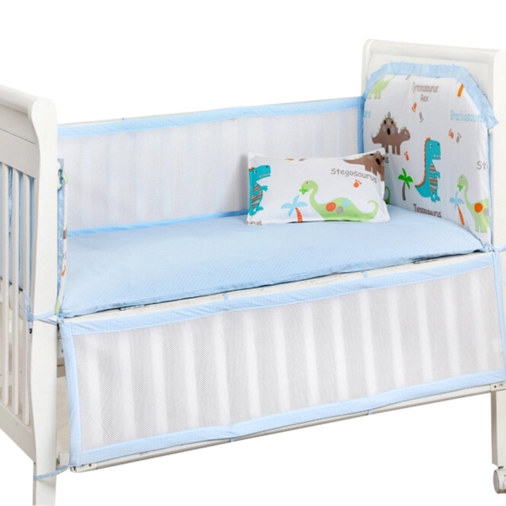 Set of 4 Nursery Baby bassinet/Crib Bedding Bumper Crashproof Cushion Dinosaur