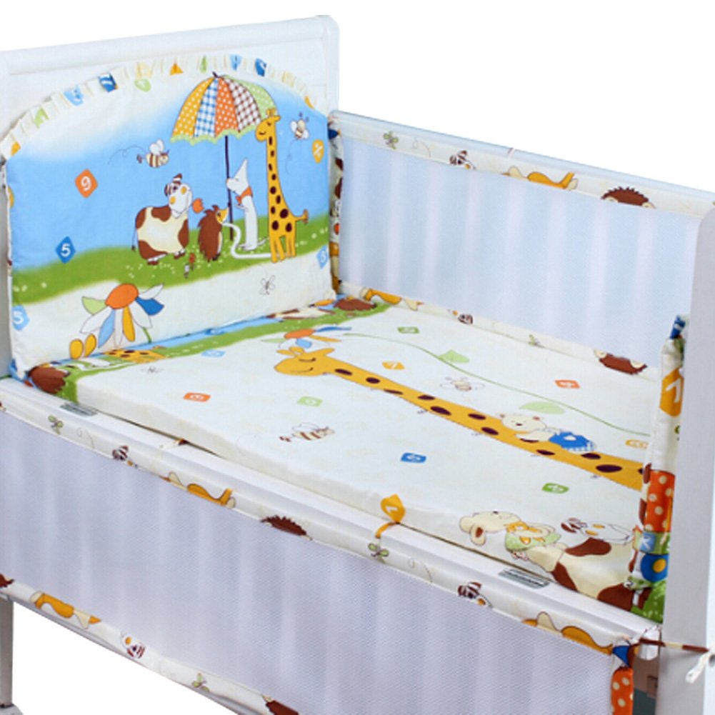 Set of 4 Nursery Baby bassinet/Crib Bedding Bumper Kids Safety Cushion Animals