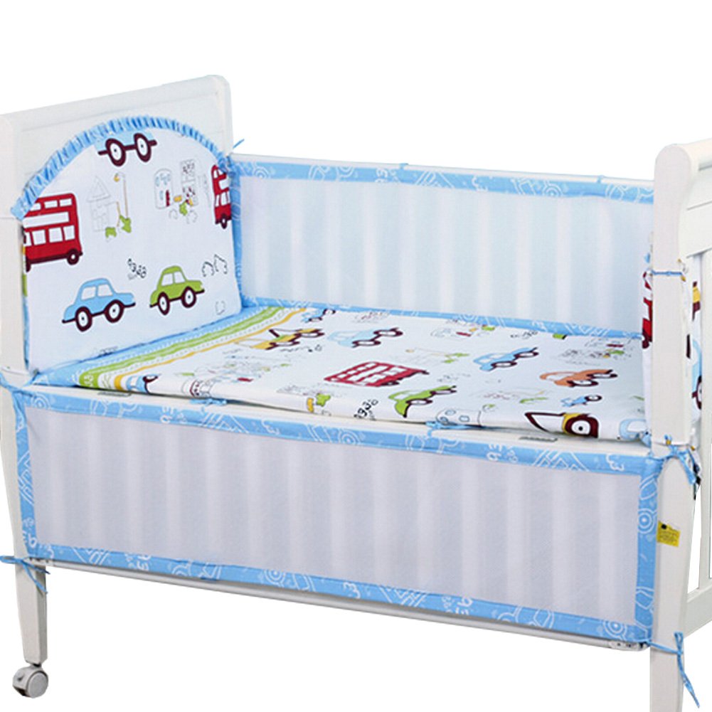 Set of 4 Nursery Baby bassinet/Crib Bedding Bumper Kids Safety Cushion LittleCar