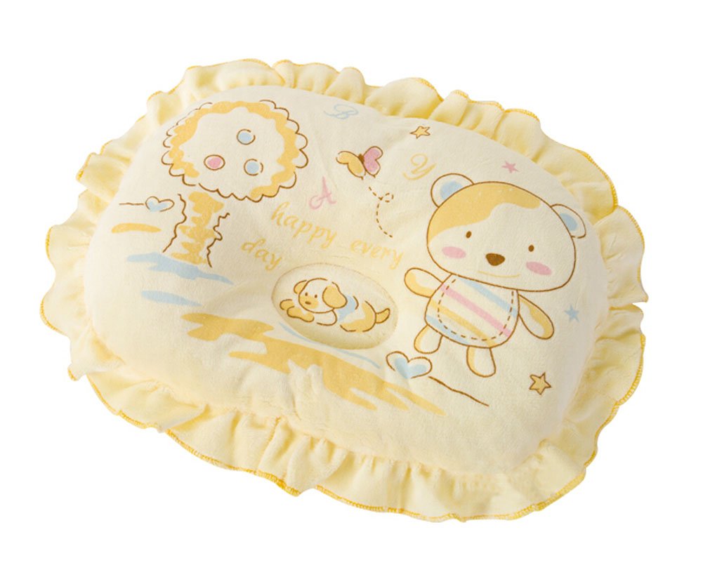 Cute Cartoon Baby Infant Pillow Prevent Flat Head Toddler Pillow YELLOW
