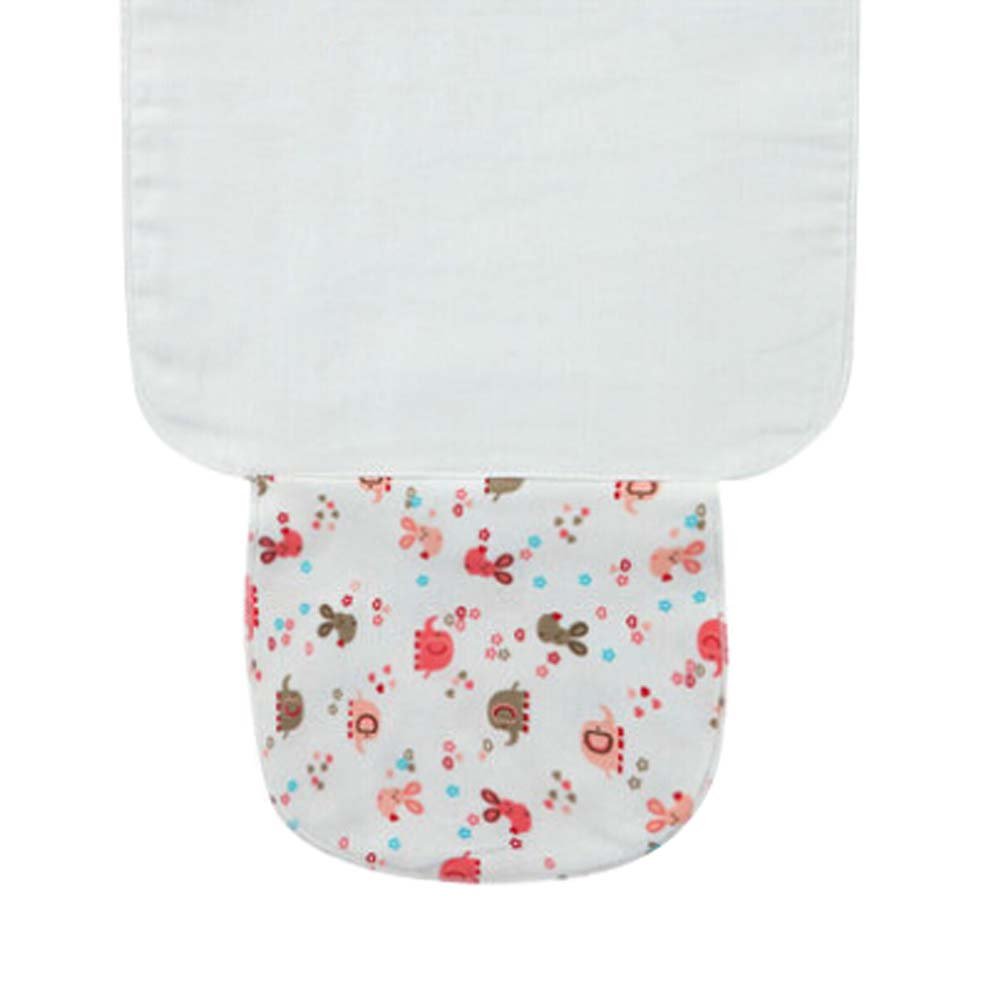 Set of 3 Small Size Pink Rabbit Baby Sweat Absorbent Towels, 25.5x20 cm