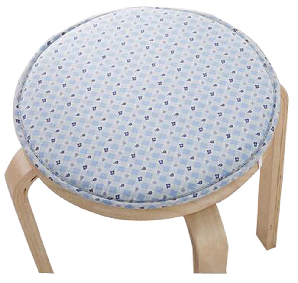 Creative Round Stool Cushion Warm Sponge Pad Bar Stool Mat Blue Flowers