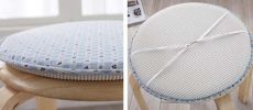 Creative Round Stool Cushion Warm Sponge Pad Bar Stool Mat Blue Flowers