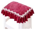 Pastoral Cloth Pad Stool Rectangular Chair Covers Slip Chair Cushion Red