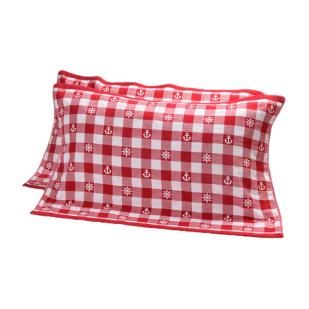 2 PCS Cotton Three Layer Thicken Pillow Towel Soft Pillow Blanket Protector Best Skin Care, Red A01