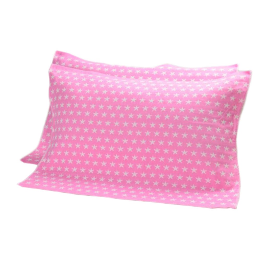 2 PCS Cotton Three Layer Thicken Pillow Towel Soft Pillow Blanket Protector Best Skin Care, Pink Star