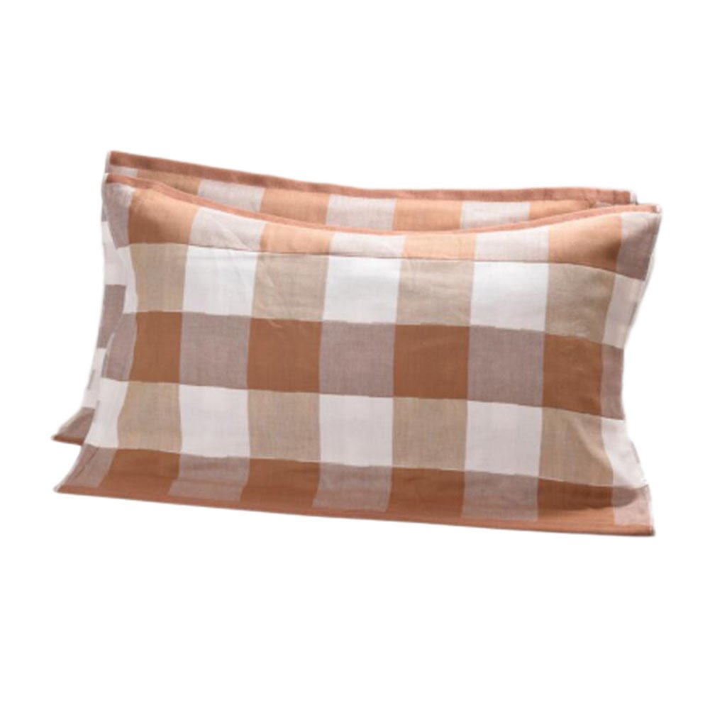2 PCS Cotton Three Layer Thicken Pillow Towel Soft Pillow Blanket Protector Best Skin Care, Gray Coffee