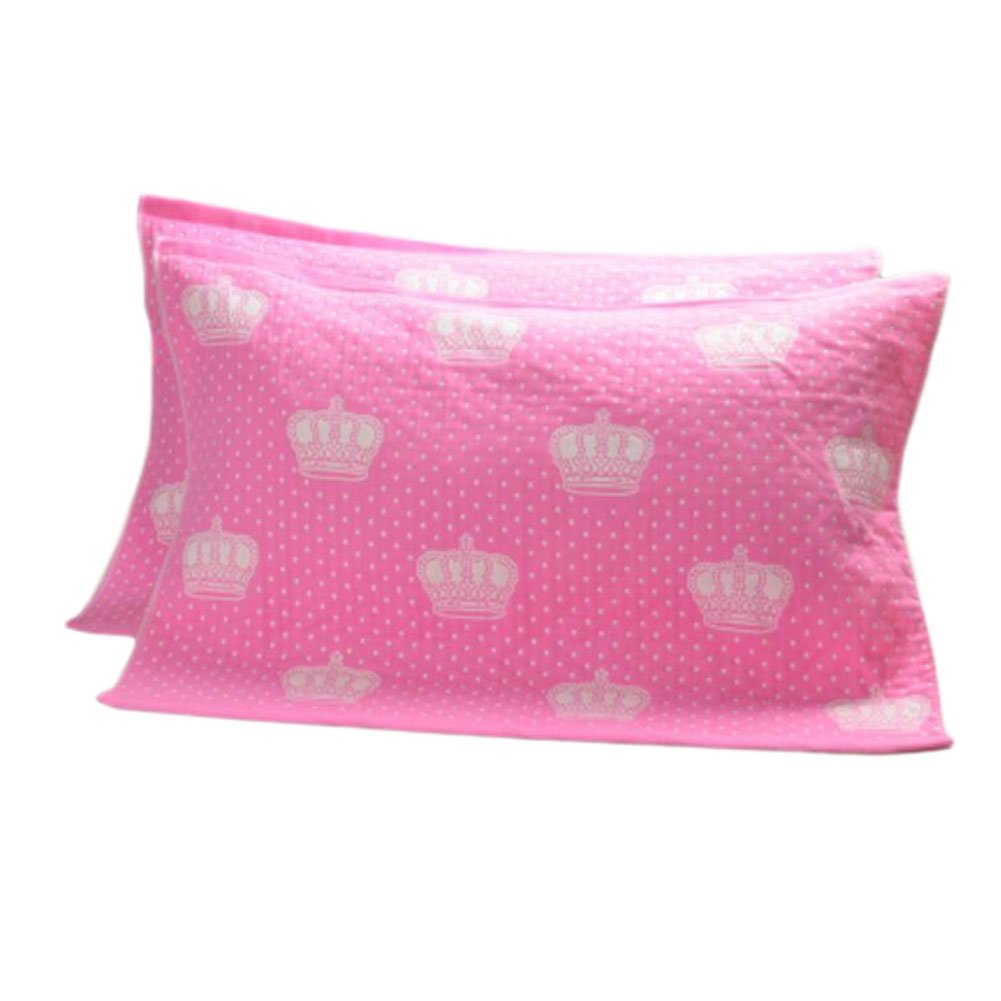 2 PCS Cotton Three Layer Thicken Pillow Towel Soft Pillow Blanket Protector Best Skin Care, Pink Crown