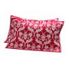 2 PCS Cotton Three Layer Thicken Pillow Towel Soft Pillow Blanket Protector Best Skin Care, Red Flower