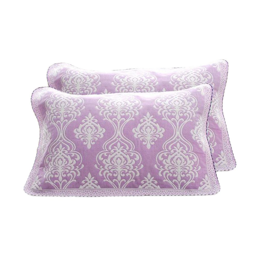 2 PCS Cotton Four Layer Pillow Towel Soft Pillow Blanket Elegant Protector Best Skin Care, Purple A02