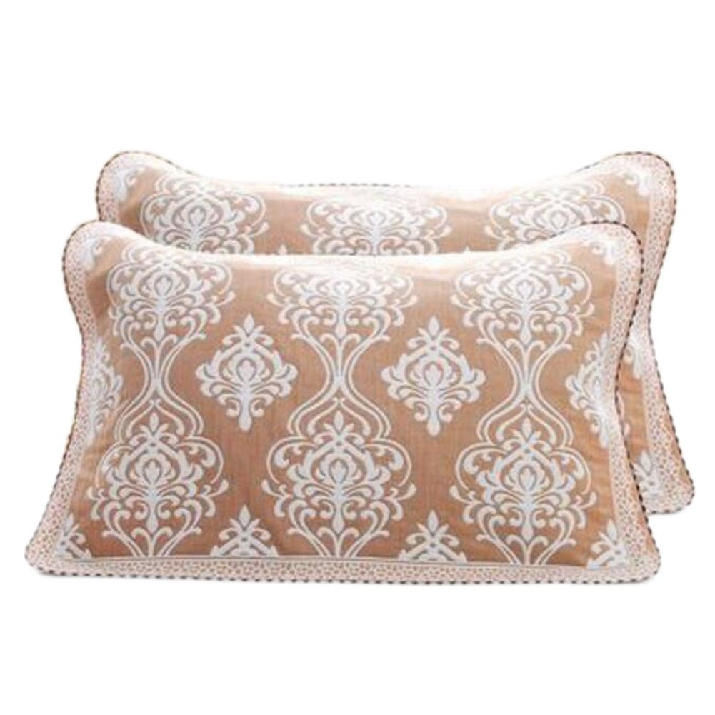2 PCS Cotton Four Layer Pillow Towel Soft Pillow Blanket Elegant Protector Best Skin Care, Coffee