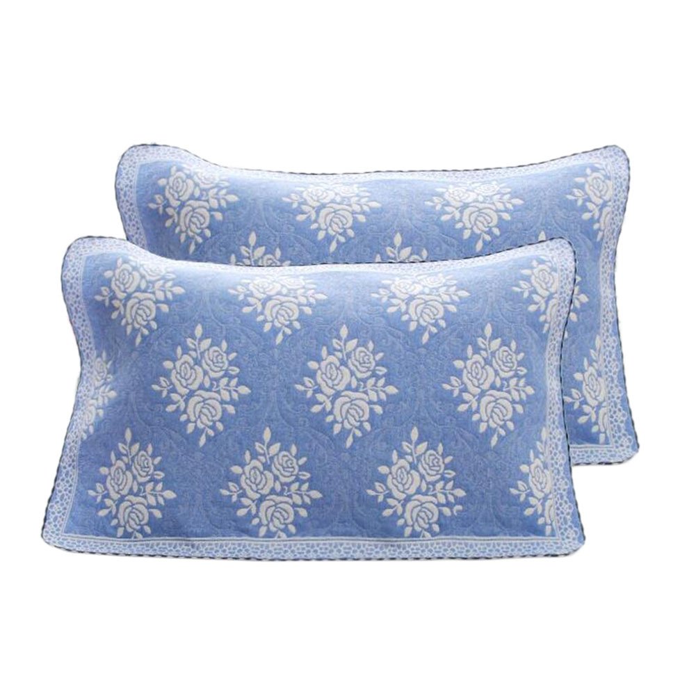 2 PCS Cotton Four Layer Pillow Towel Soft Pillow Blanket Elegant Protector Best Skin Care, Blue