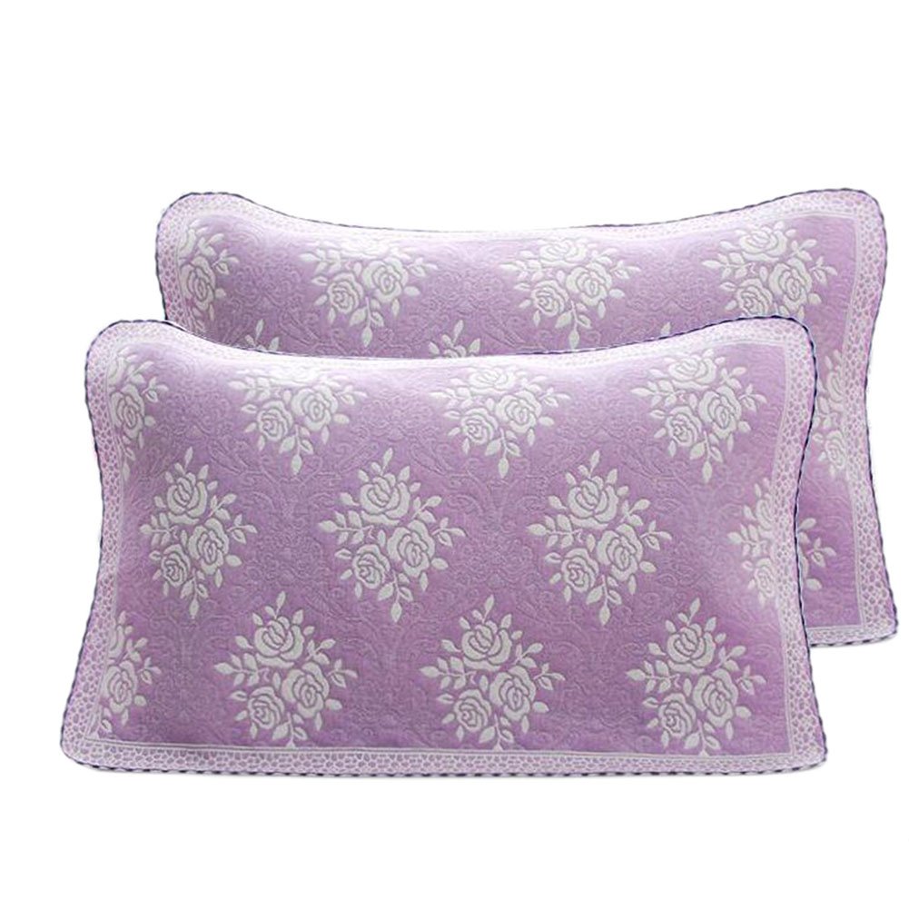 2 PCS Cotton Four Layer Pillow Towel Soft Pillow Blanket Elegant Protector Best Skin Care, Purple A03