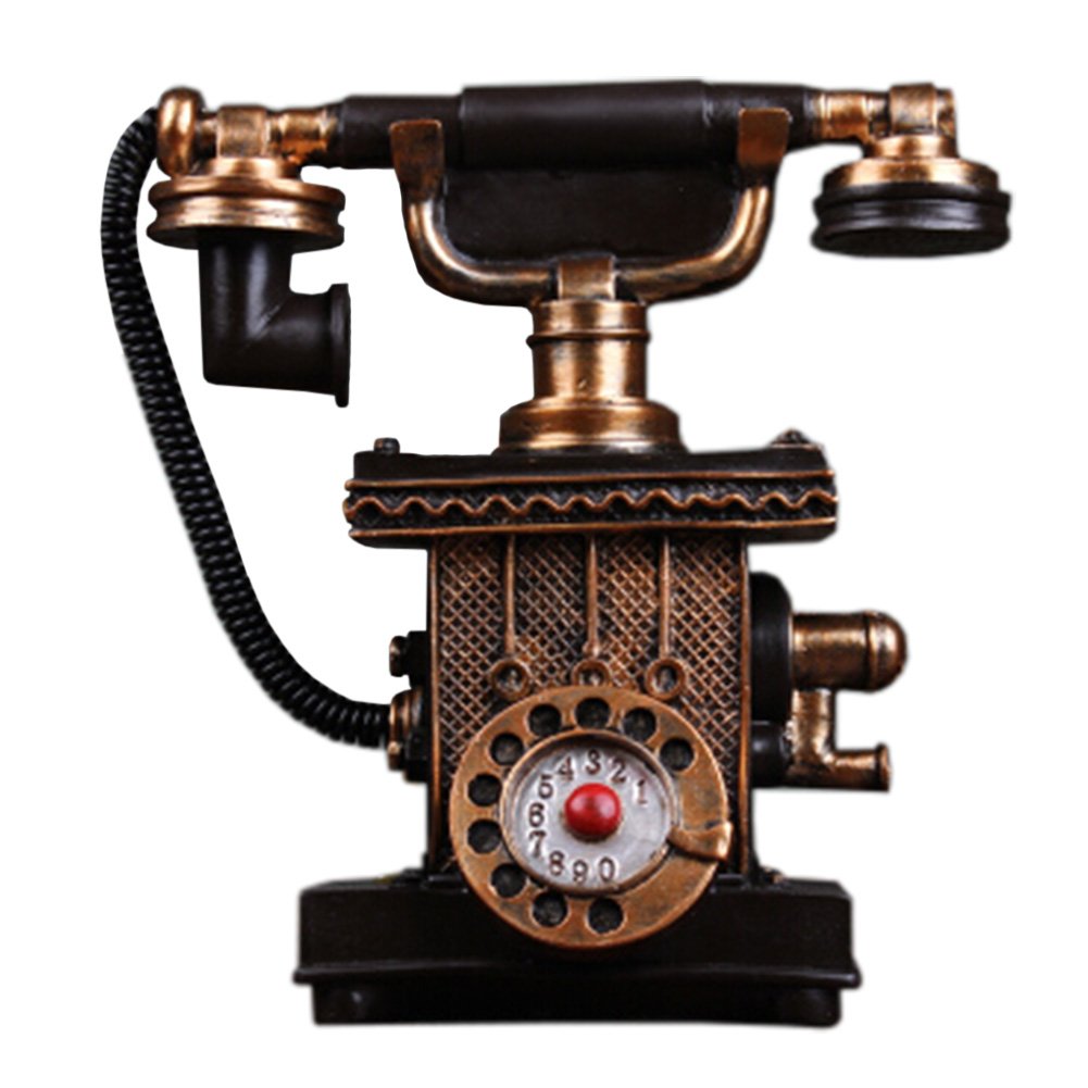 Home/Office Desk Decor Emulational Telephone Artware Piggy Bank Brown