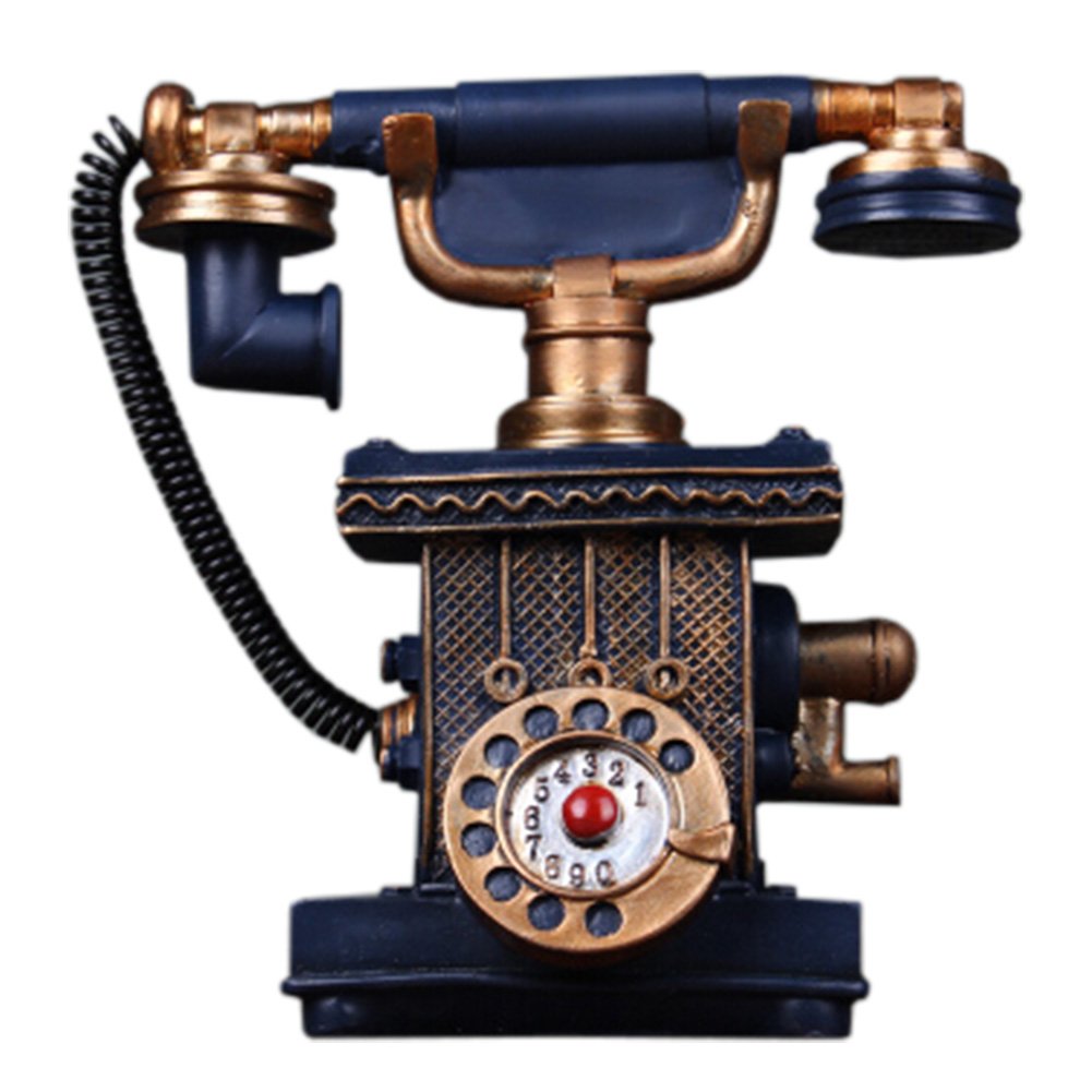 Home/Office Desk Decor Emulational Telephone Artware Piggy Bank Blue