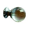 Set of 2 30mm Glass Clear Cabinet Knob Drawer Pull Handle (White Base)