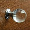 Set of 2 25mm Glass Clear Cabinet Knob Drawer Pull Handle (White Base)