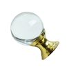 Set of 2 25mm Glass Clear Cabinet Knob Drawer Pull Handle (Gold Base)