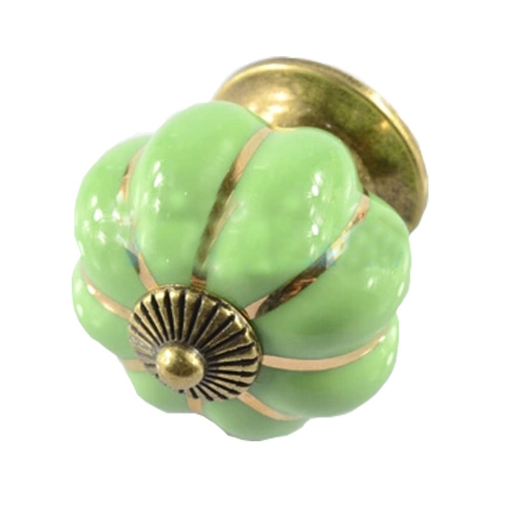 Set of 2 40mm Colorful Ceramic Cabinet Knob Drawer Pull Handle (Green)