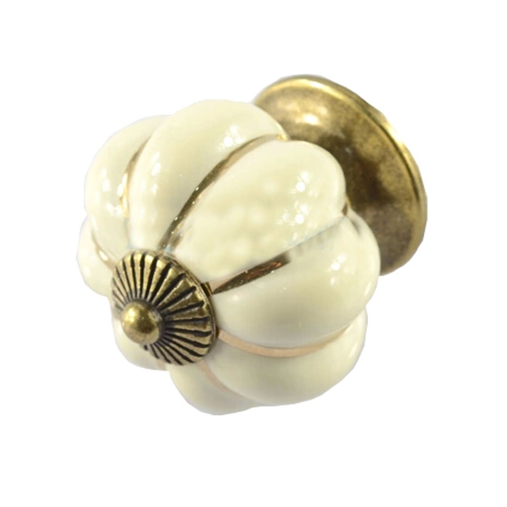 Set of 2 40mm Colorful Ceramic Cabinet Knob Drawer Pull Handle (Beige)