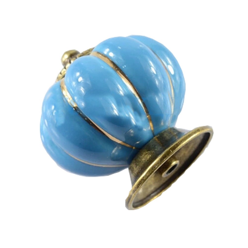 Set of 2 40mm Colorful Ceramic Cabinet Knob Drawer Pull Handle (Blue)