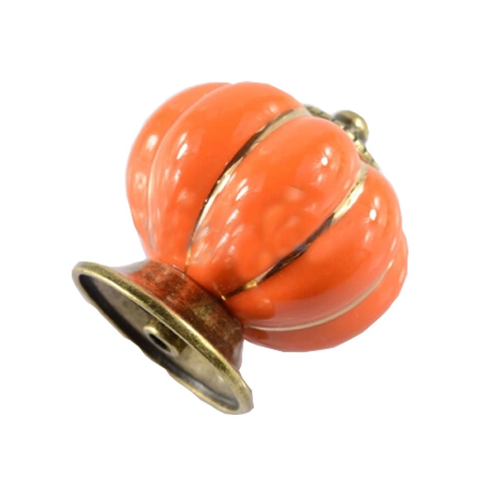 Set of 2 40mm Colorful Ceramic Cabinet Knob Drawer Pull Handle (Orange)
