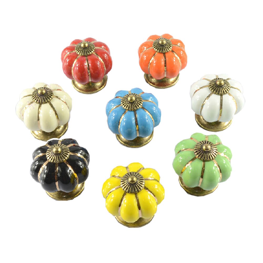 Set of 8 40mm Colorful Ceramic Cabinet Knob Drawer Pull Handle (8 Colors)