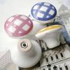 Set of 4 38mm Hand-painted Plaid Ceramic Cabinet Knob Drawer Knob (4 Colors)