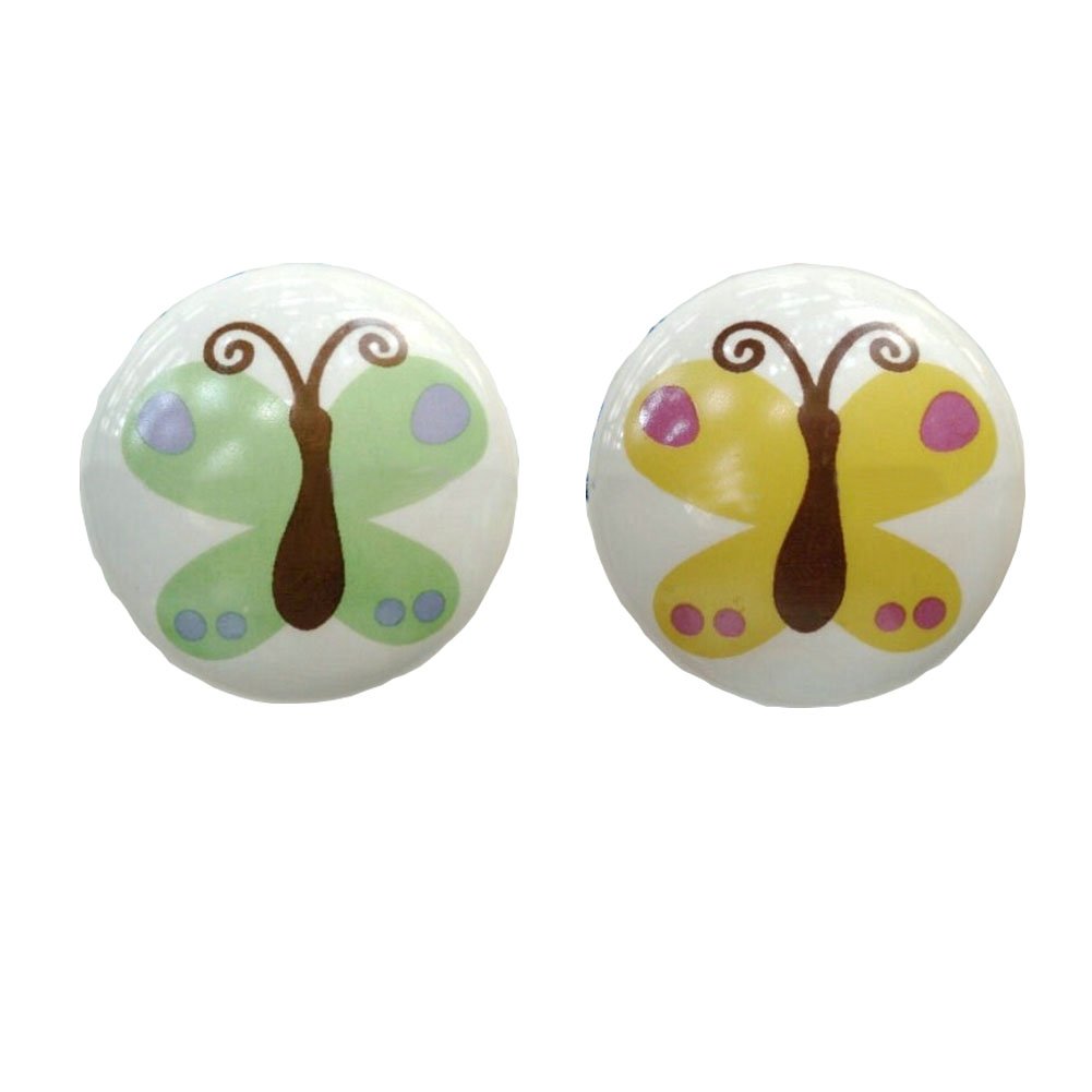 Set of 2 38mm Colorful Butterfly Ceramic Cabinet Knob Drawer Knob (2 Colors)