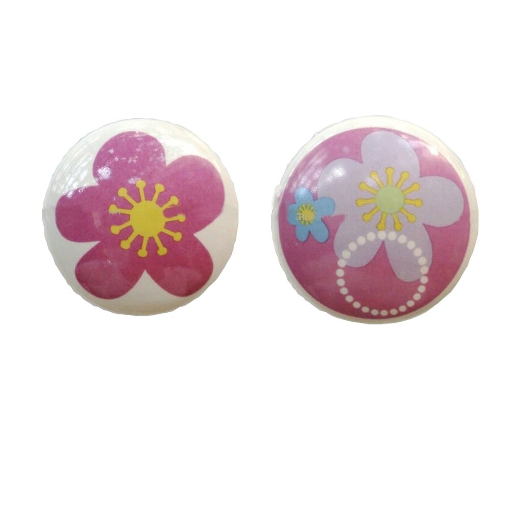Set of 2 38mm Colorful Flowers Ceramic Cabinet Knob Drawer Knob (2 Colors)