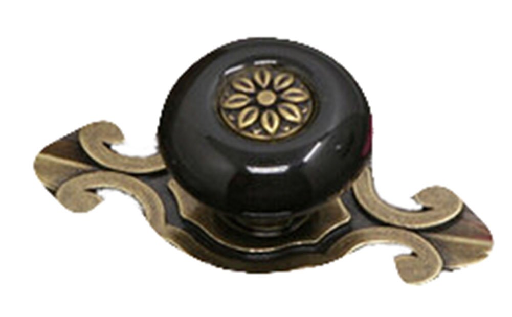 Continental Ceramic Cabinet Knob Drawer Pull Handle BlackSet of 2