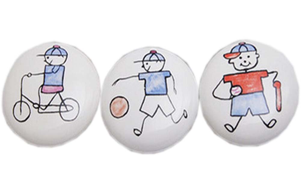 Set of 3 [Sunny Boy] Lovely Ceramic Kids Drawer Knobs Cabinet Pulls,Random Style