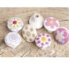 Set of 3 [Purple Flower]Ceramic Kids/Adult Drawer/Cabinet Handles/Pulls(1.5*1'')