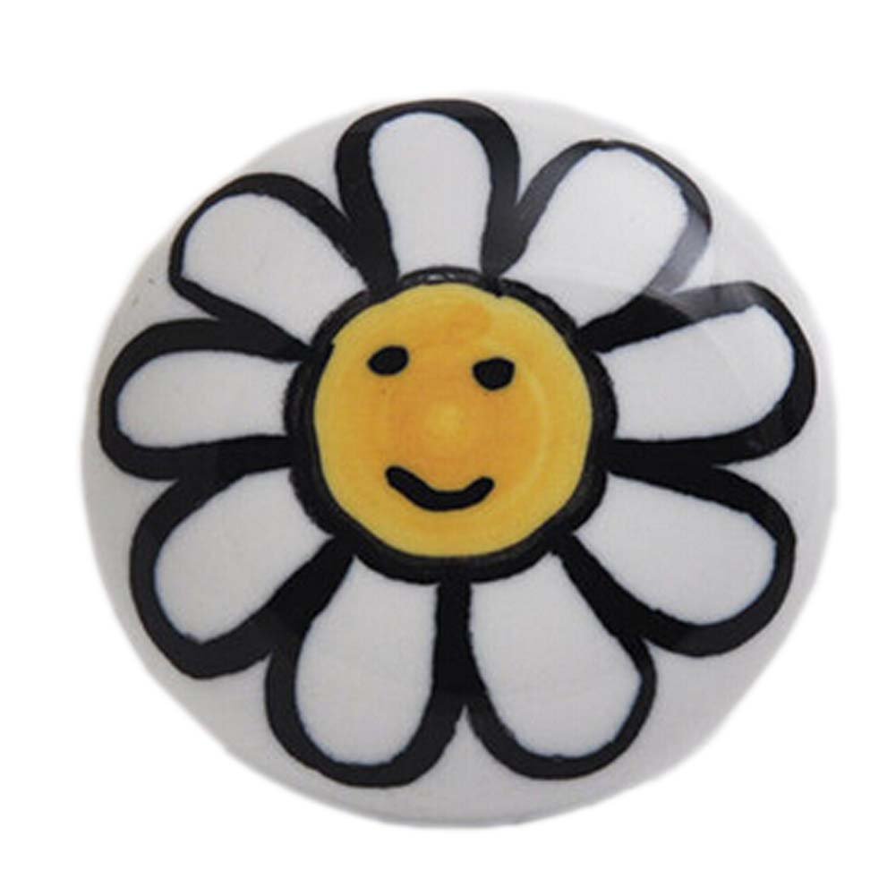 Set of 3 Lovely Sunflower Ceramic Drawer Handles/Knobs Kids Room Decor,1.5*1''
