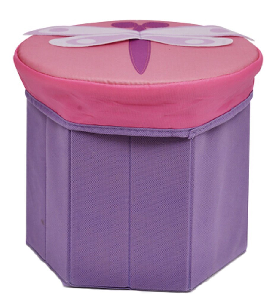 Storage Ottoman Collapsible Foldable Foot Rest Cartoon Storag Ottoman PURPLE