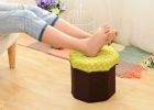 Storage Ottoman Collapsible Foldable Foot Rest Round Storag Ottoman GREEN