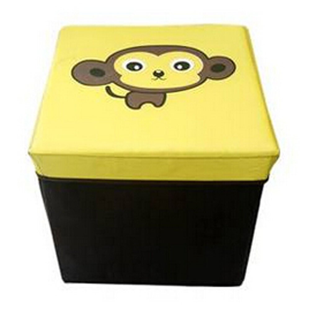 Storage Ottoman Collapsible Foldable Foot Rest Kids' Round Storag Ottoman YELLOW
