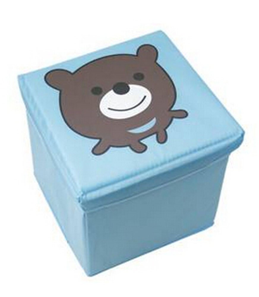 Storage Ottoman Collapsible Foldable Foot Rest Kids' Round Storag Ottoman BEAR