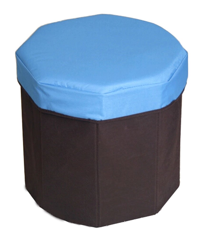 Storage Ottoman Collapsible Foldable Kids' Round Storag Ottoman BLUE