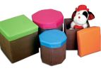 Storage Ottoman Collapsible Foldable Kids' Round Storag Ottoman ORANGE