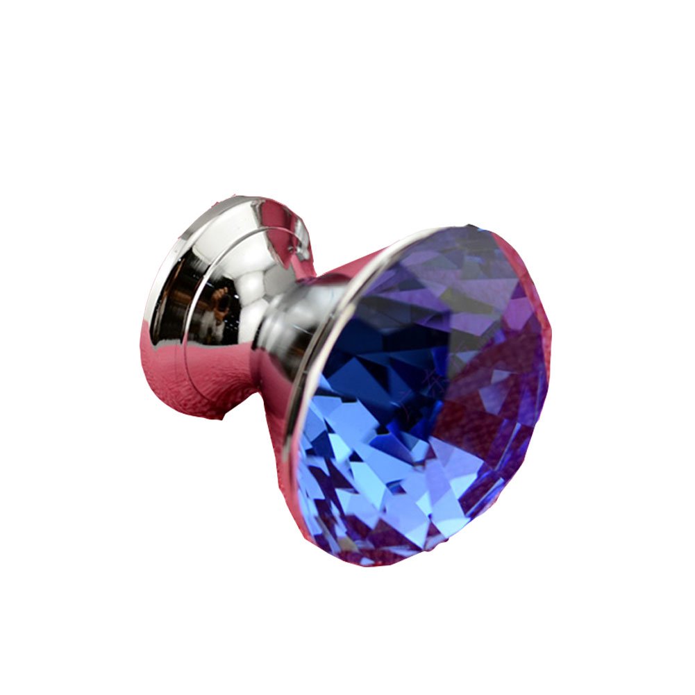 Set of 2 30mm Glass BLUE Cabinet Knob Drawer Pull Handle Kitchen Door Hardware