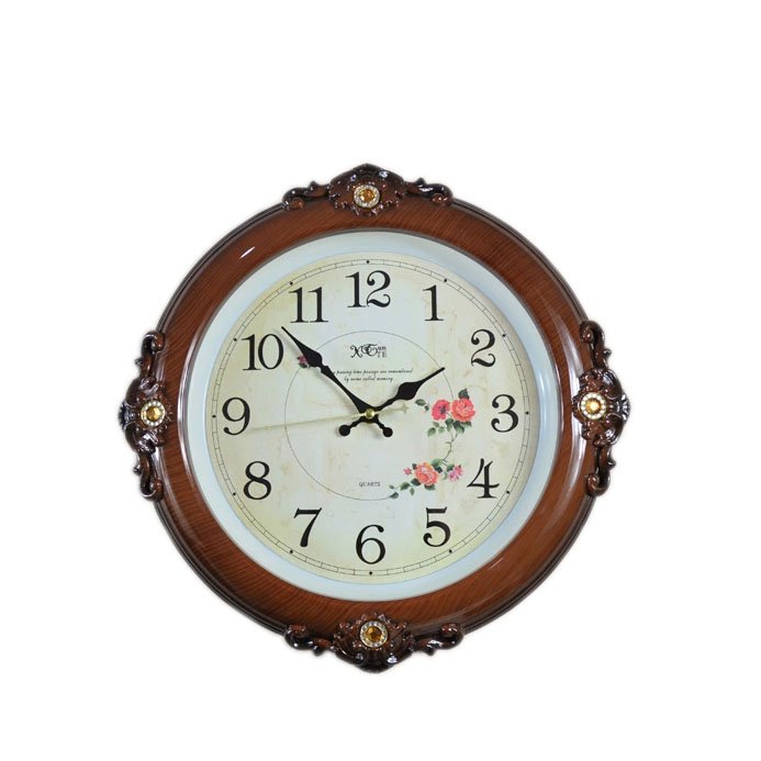 Woodiness Fashion Hanging Clock Creative Europe Style Sound Off Clock 16""