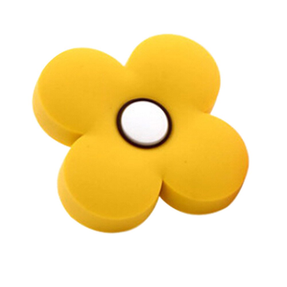 2PCS Beautiful Children Door Handles Solid Yellow Flower Shape Drawer Handles