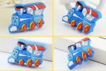 4PCS Lovely Children Door Handles Drawer Handles BLUE Lokomotiv Pattern