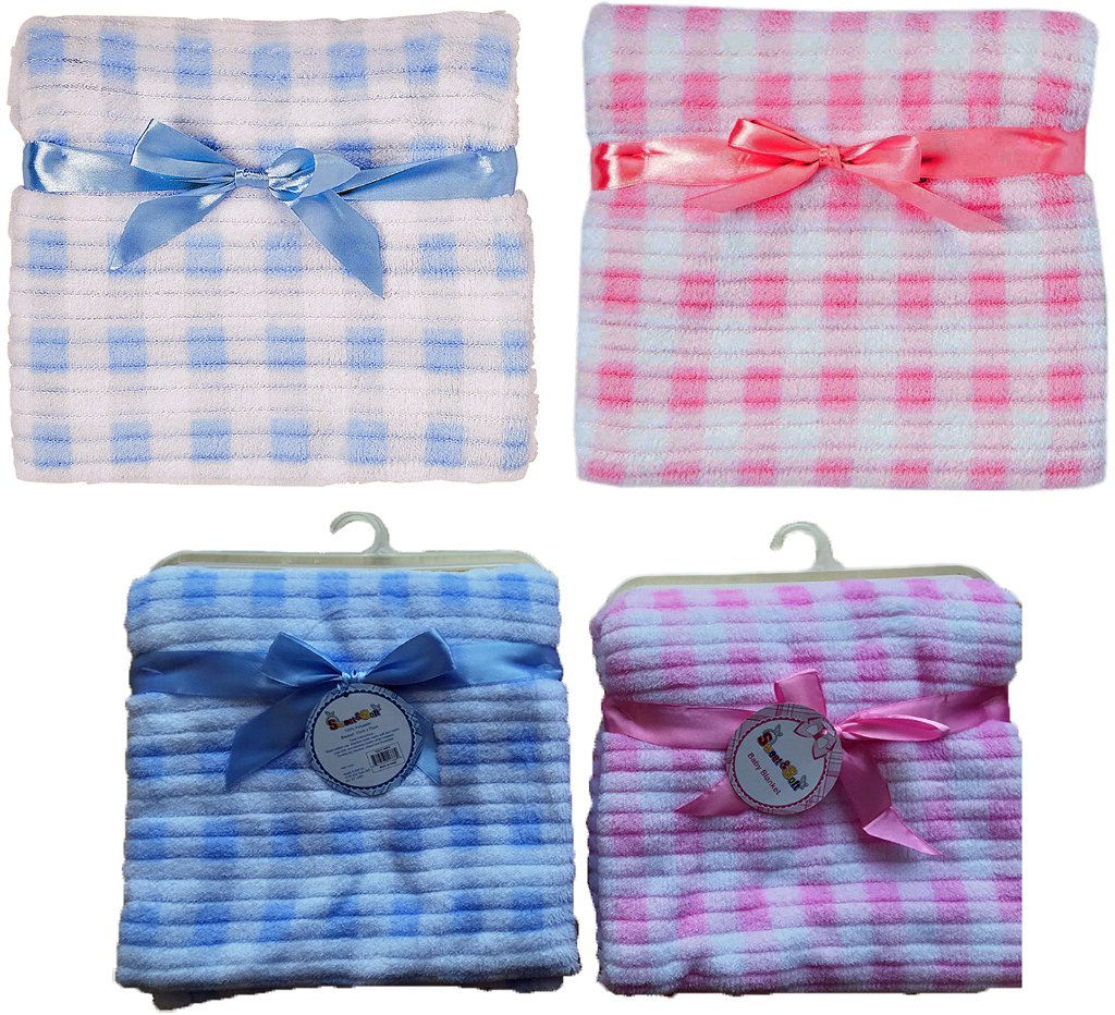 Checkered Prints Plush Baby Blankets Case Pack 72
