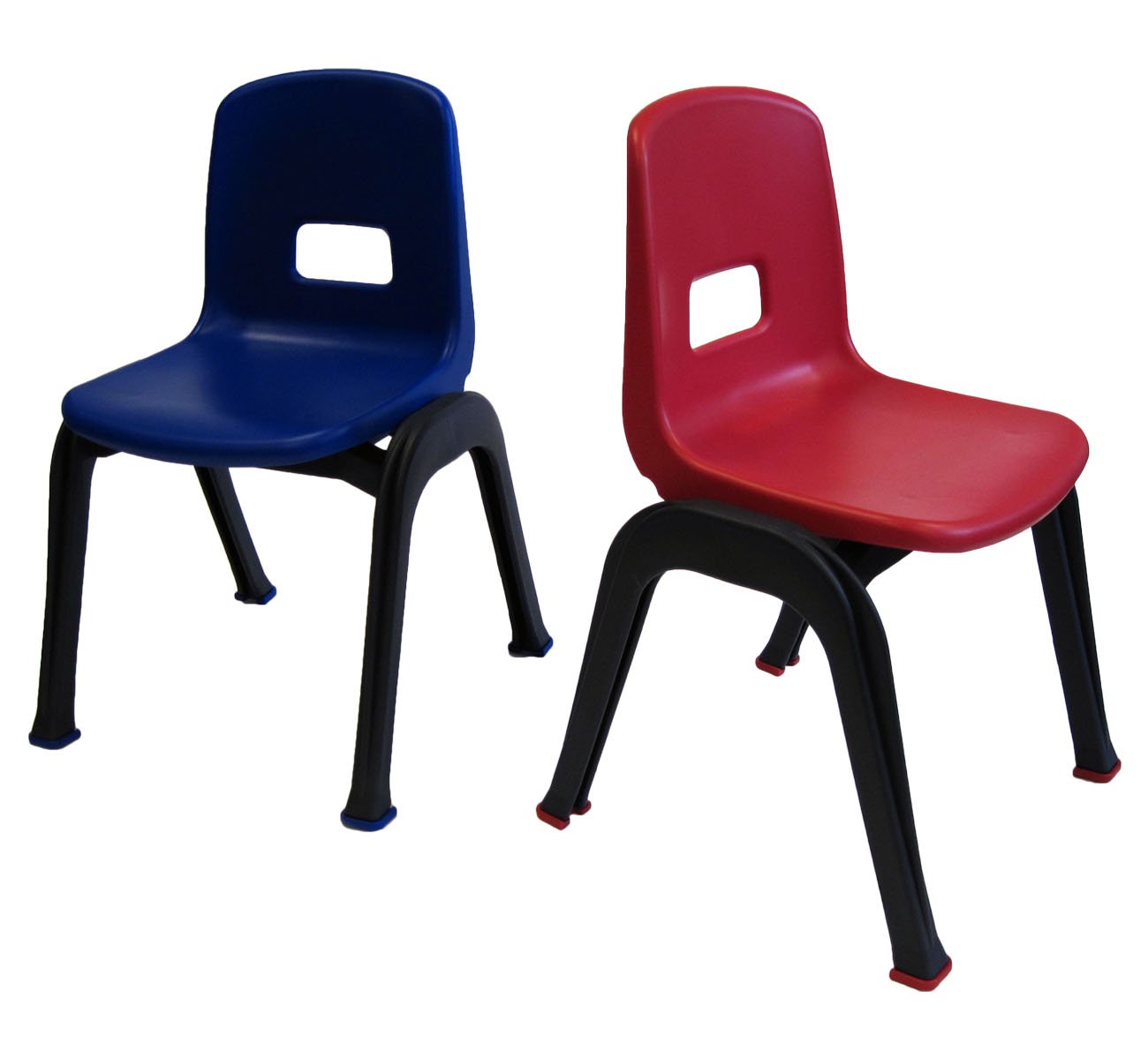 Drake Corp D130 set of 2 Kid chair, 12"", gray frames, one with blue seat, one with red seat, recommended for school/kindergarden