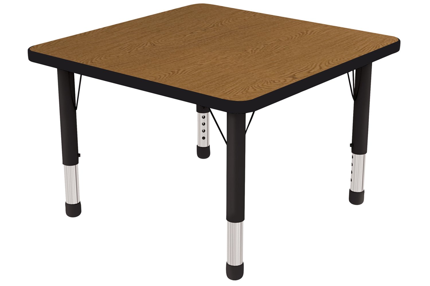 ECR4Kids 30"" x 30"" Adjustable Square Activity Table, Oak/Black - Chunky