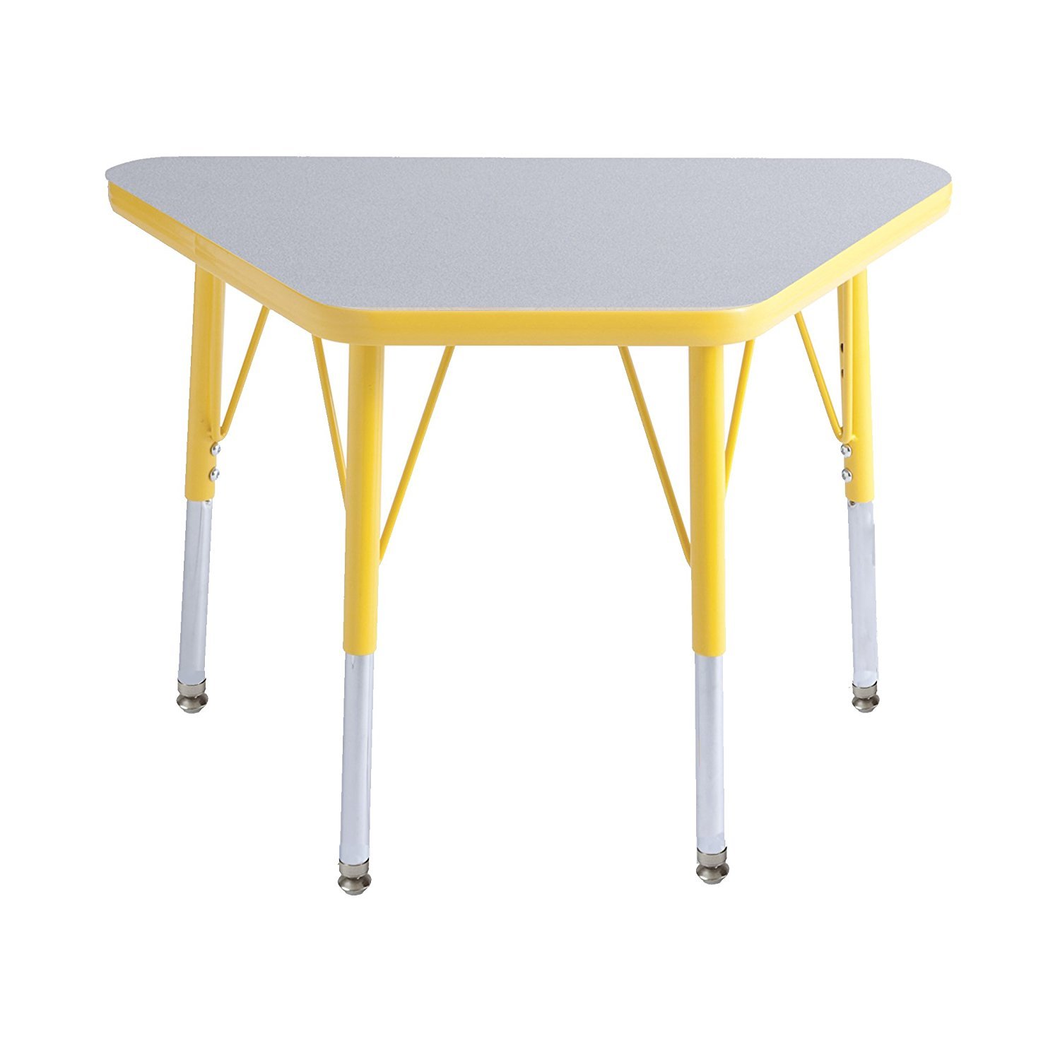 ECR4Kids 18"" x 30"" Adjustable Learning Activity Table, Grey/Yellow - Standard Leg, Swivel Glide
